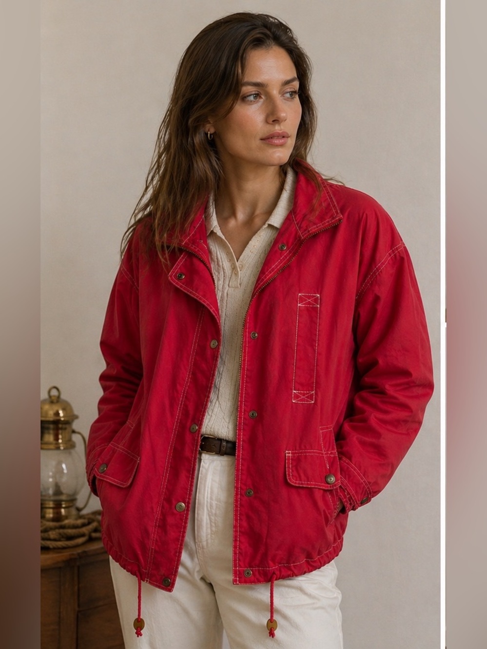 Vintage‎ 90’s Liz Claiborne Red Sailing Jacket Nautical Preppy Fisherman